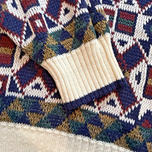 Vintage Van Heusen Knit Pattern Geometric Sweater Size L - Picture 6 of 11